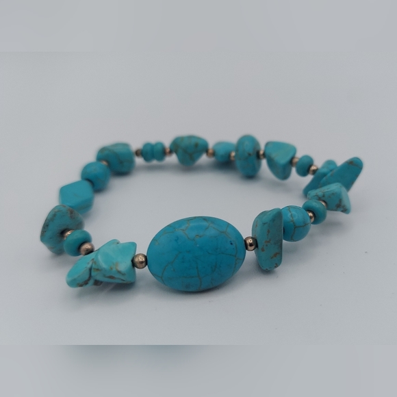 Vintage Turquoise oval chip nugget bracelet - Picture 3 of 3